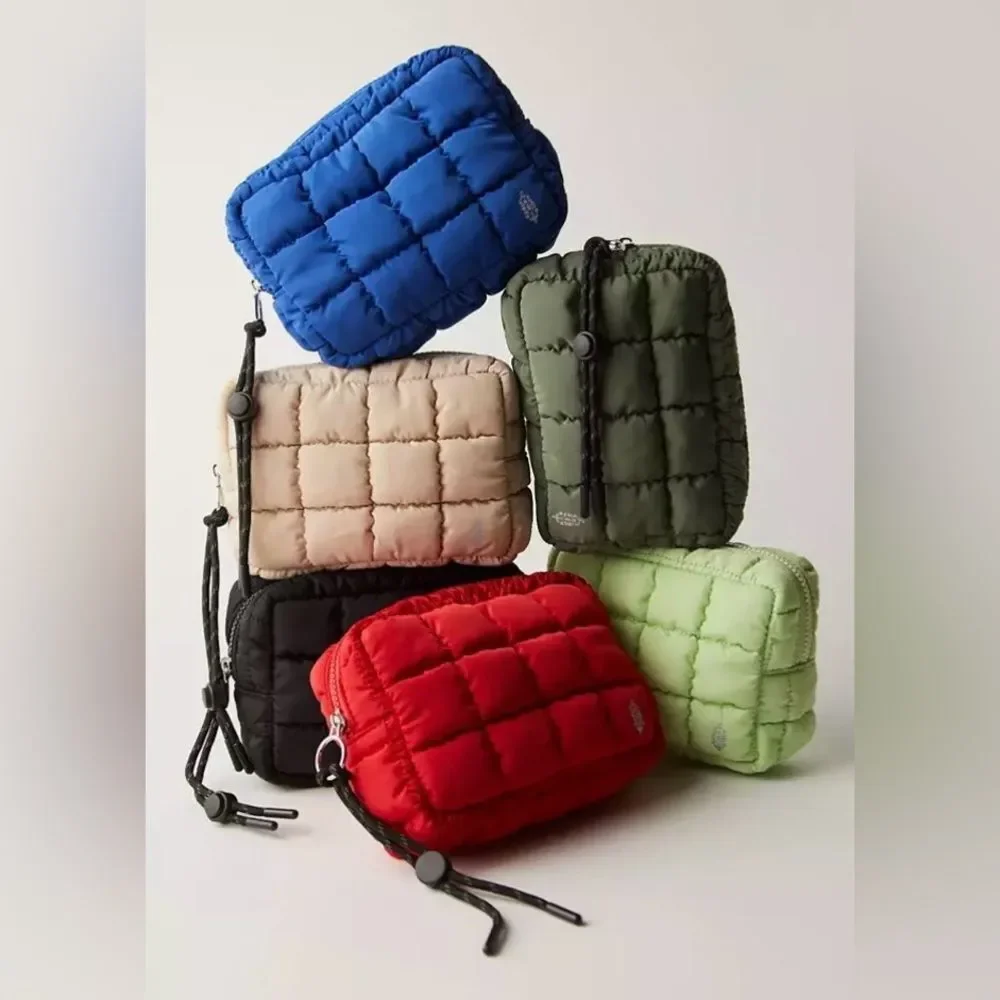 FP movement Winterberry Red Essentials Quilted Nylon Waterproof Cosmetic Bag